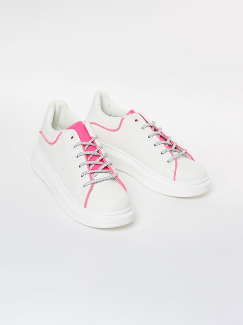 

Ginger by Lifestyle Women White & Pink Sneakers