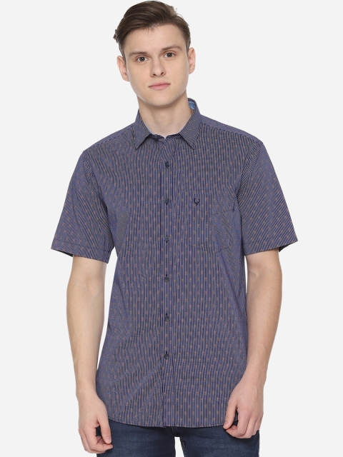 

Allen Solly Men Navy Blue Slim Fit Striped Casual Shirt