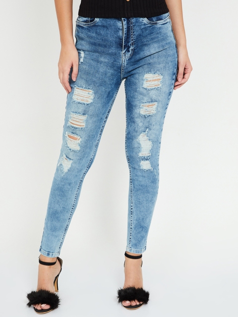 

Ginger by Lifestyle Women Blue Skinny Fit Mid-Rise Mildly Distressed Jeans
