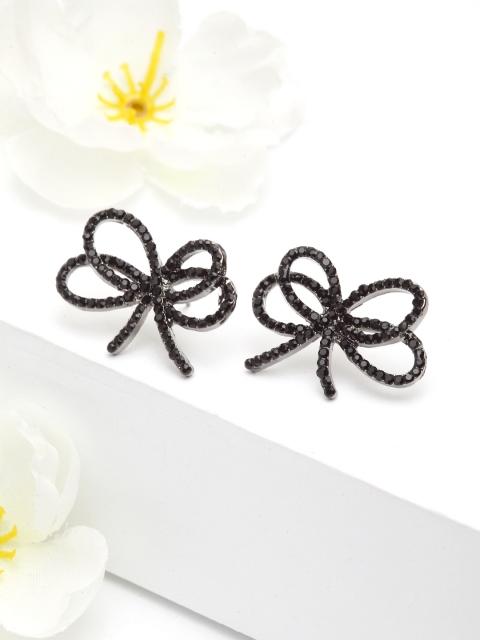 

AVANT-GARDE PARIS Rhodium Plated & Black Contemporary Studs