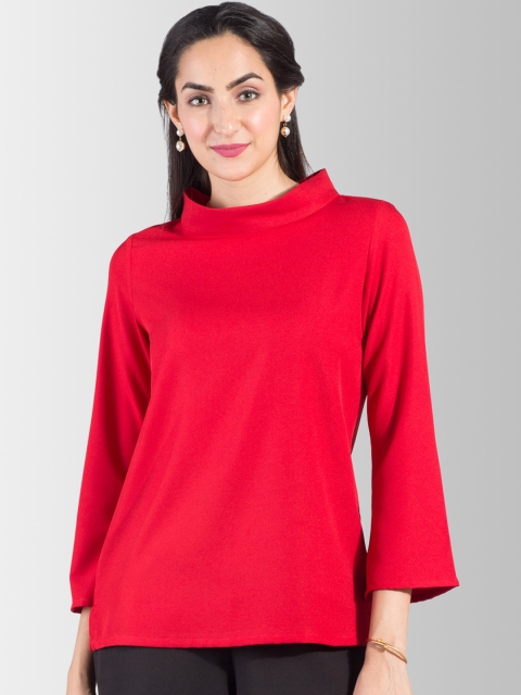 

FableStreet Women Red Solid Top