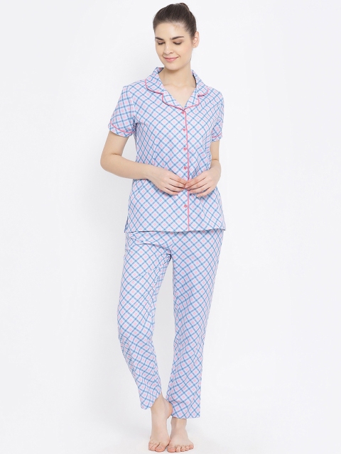 

Kanvin Women Blue & Pink Printed Night suit
