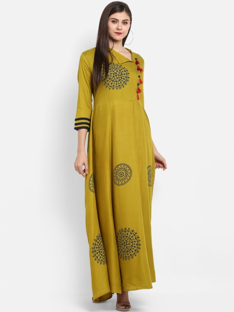 

Fashion String Women Green Printed A-Line Kurta