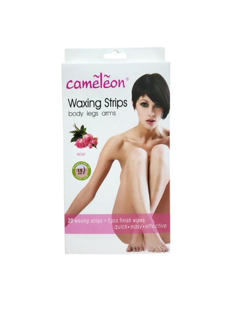

Cameleon Women Rose Body Legs Arms 20 Waxing Strips, Pink