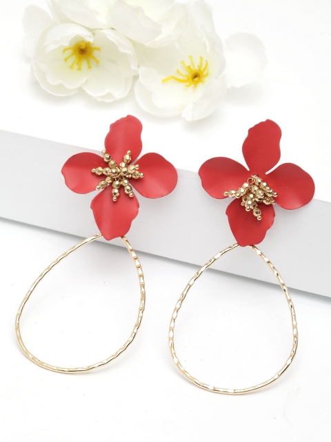 AVANT-GARDE PARIS Gold-Plated & Red Floral Drop Earrings