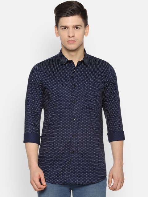 

Allen Solly Men Navy Blue & White Slim Fit Printed Casual Shirt