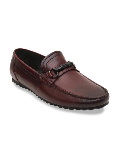 

ROSSO BRUNELLO Men Burgundy Solid Leather Formal Loafers