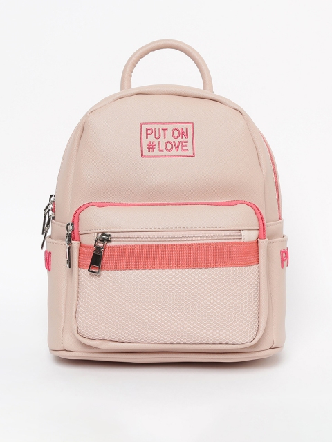 

Ginger by Lifestyle Women Beige & Pink Solid Backpack