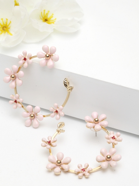 

AVANT-GARDE PARIS Pink Gold-Plated Stone-Studded Half-Hoop Earrings