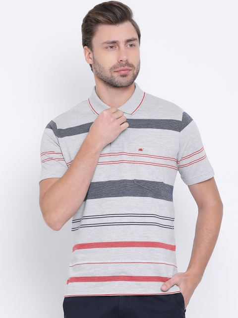 

Monte Carlo Men Grey & Red Striped Polo Collar T-shirt