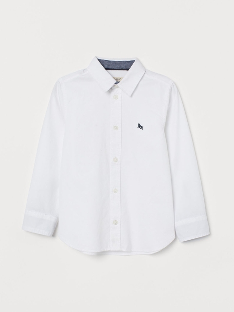 

H&M Boys White Solid Cotton Shirt