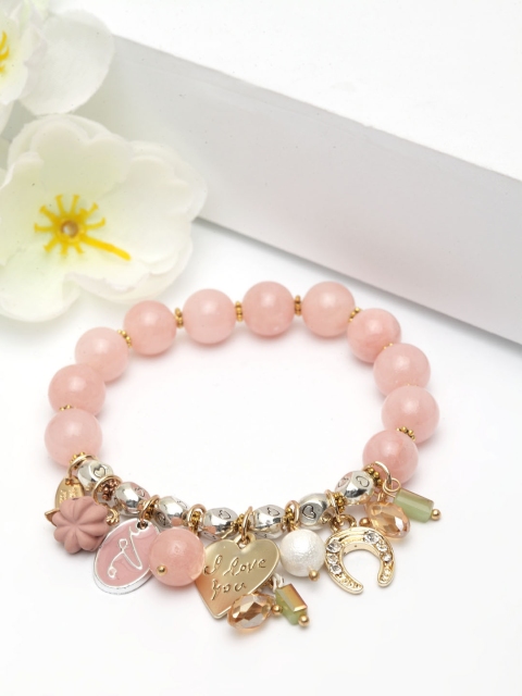 

AVANT-GARDE PARIS Pink Gold-Plated Beaded Elasticated Bracelet