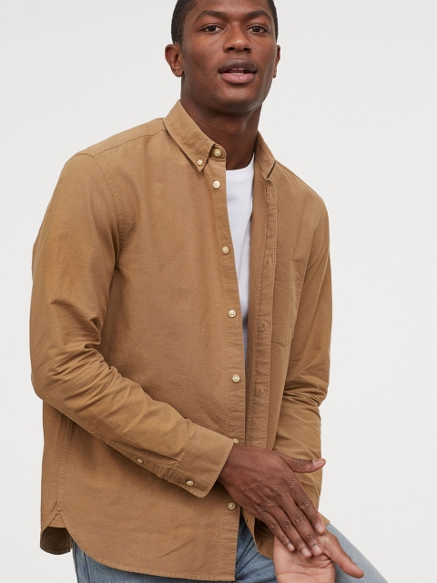 

H&M Men Beige Oxford shirt Regular Fit