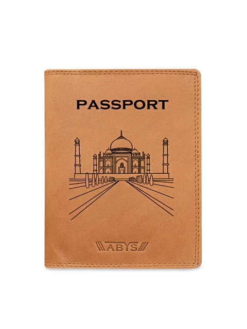 

ABYS Unisex Tan Brown Printed Leather Passport Holder