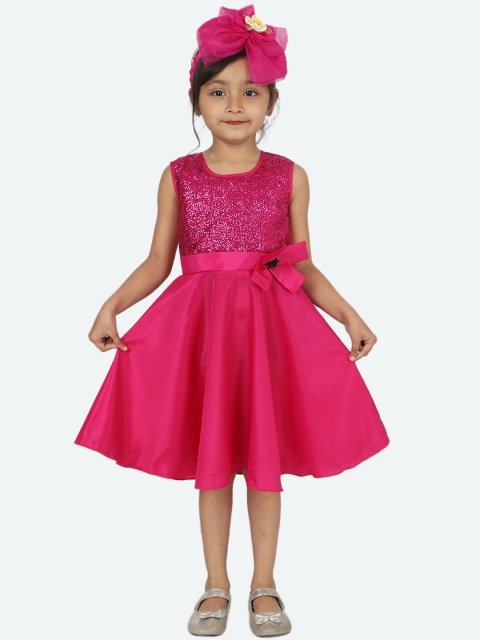 

Samsara Couture Girls Magenta Embellished Fit and Flare Dress