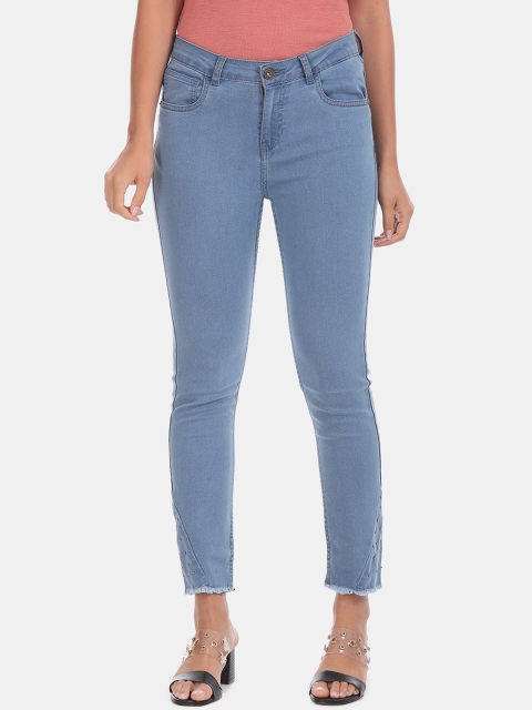 

Sugr Women Blue Skinny Fit Mid-Rise Embellished Clean Look Stretchable Jeans