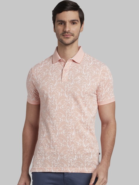 

Parx Men Orange Printed Polo Collar T-shirt