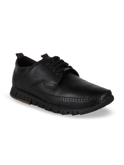 

Egoss Men Black Solid Leather Sneakers