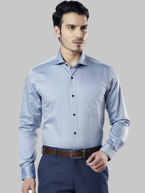 

Raymond Men Blue Regular Fit Solid Party Shirt
