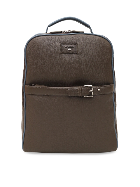 

Da Milano Unisex Brown Textured Leather Backpack