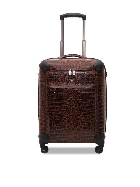 

Da Milano Unisex Brown Textured Medium Trolley Suitcase