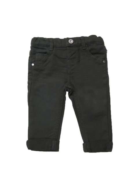 Boys Grey Regular Fit Solid Regular Trousers