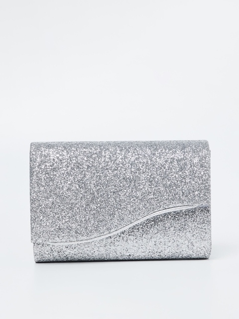 

CODE by Lifestyle Silver-Toned Shimmered Clutch with Chain Strap