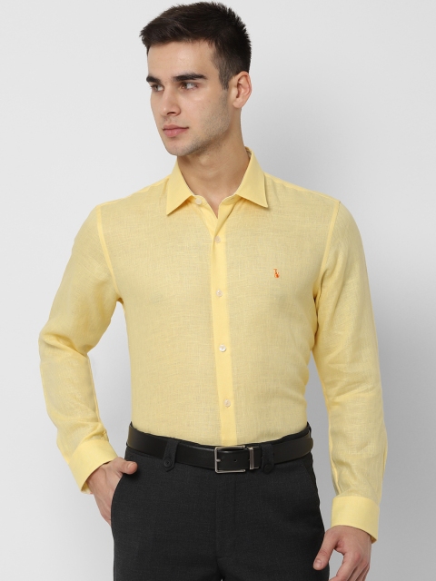 

SIMON CARTER LONDON Men Yellow Regular Fit Self Design Linen Formal Shirt
