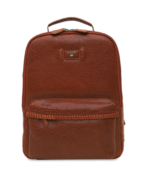 

Da Milano Unisex Tan Brown Textured Leather Backpack