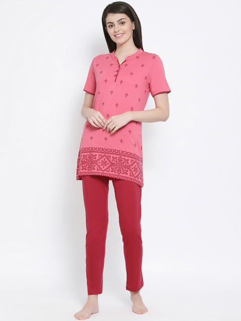 

Kanvin Women Rose & Red Printed Night Suit