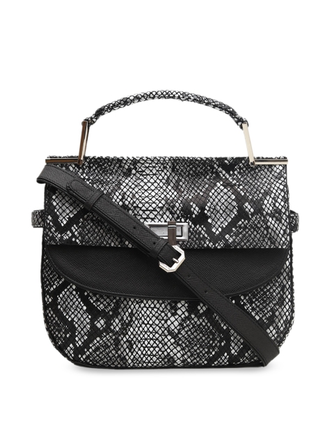 

Da Milano Off-White & Black Printed Leather Handheld Bag
