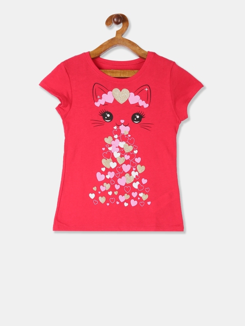 

The Childrens Place Girls Red Glitter Printed Round Neck T-shirt