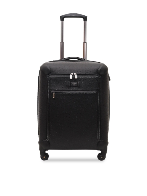 

Da Milano Unisex Black Textured Medium Trolley Suitcase
