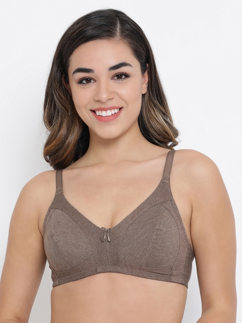 Clovia Brown Self Design Non-Wired Non Padded Everyday Bra BR2057P0632B
