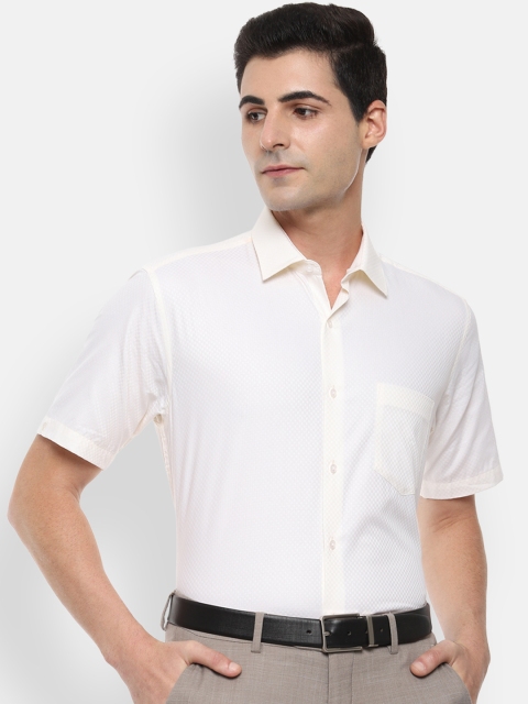 

Van Heusen Men Cream-Coloured Regular Fit Self Design Formal Shirt