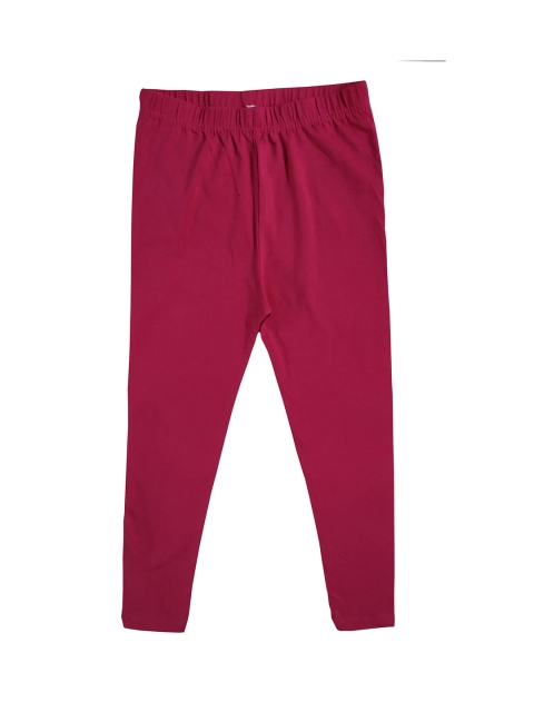 

KiddoPanti Girls Fuchsia Pink Solid Ankle-Length Leggings