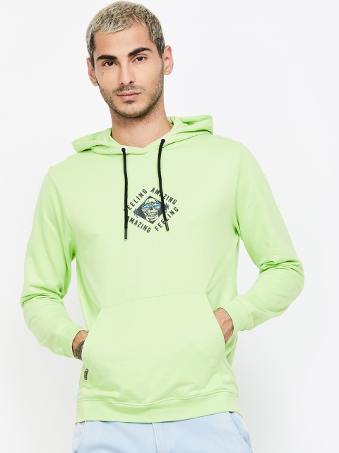 

Forca by Lifestyle Men Lime Green & Black Printed Hooded Pullover Sweatshirt