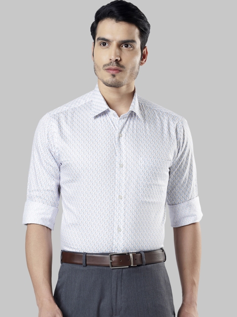 

Raymond Men Off-White & Blue Slim Fit Printed Formal Shirt