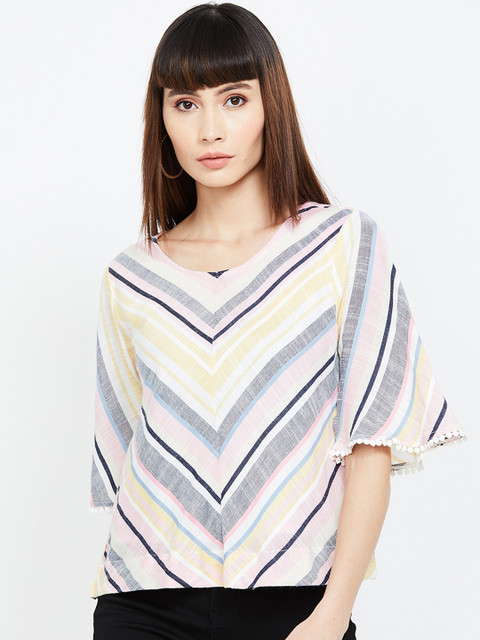 

CODE by Lifestyle Women Blue & Pink Striped A-Line Top