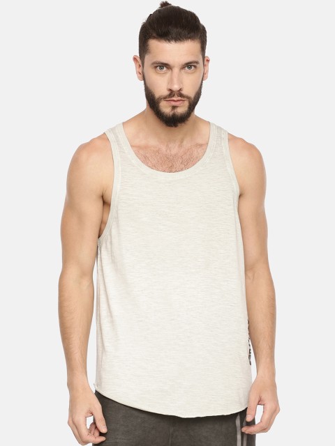 

ATTIITUDE Men Grey & Beige Solid Scoop Neck T-shirt