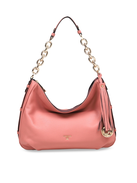 

Da Milano Pink Solid Handheld Leather Bag