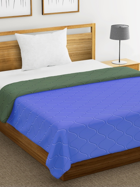 

Divine Casa Blue & Olive Green Solid Mild Winter 150 GSM Single Bed Reversible Comforter