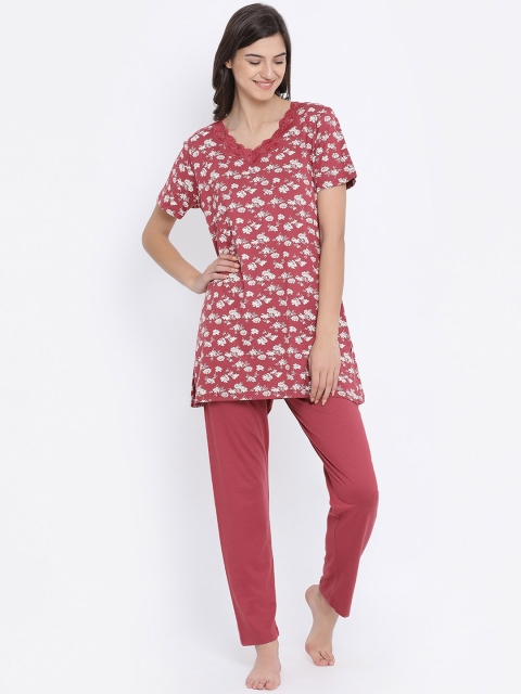 

Kanvin Women Pink & Off-White Printed Night Suit