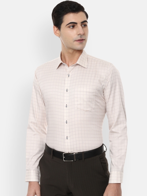 

Van Heusen Men Beige Slim Fit Checked Formal Shirt