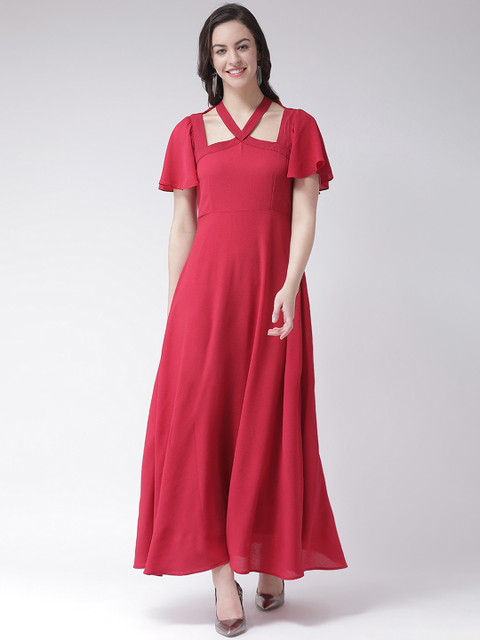 

Latin Quarters Women Red Solid Maxi Dress