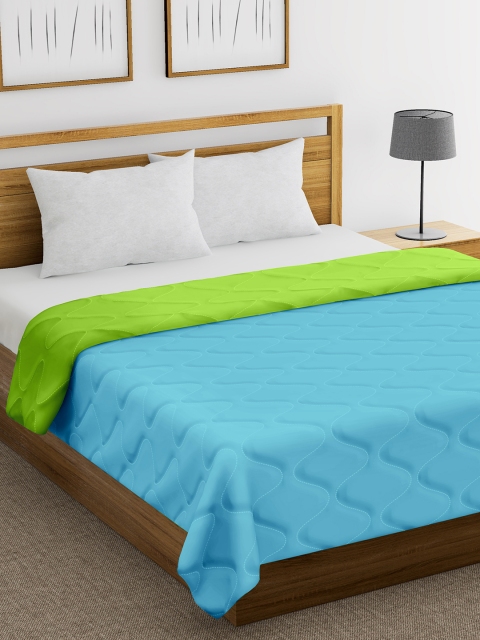 

Divine Casa Blue & Lime Green Solid Mild Winter 210 GSM Double Bed Comforter