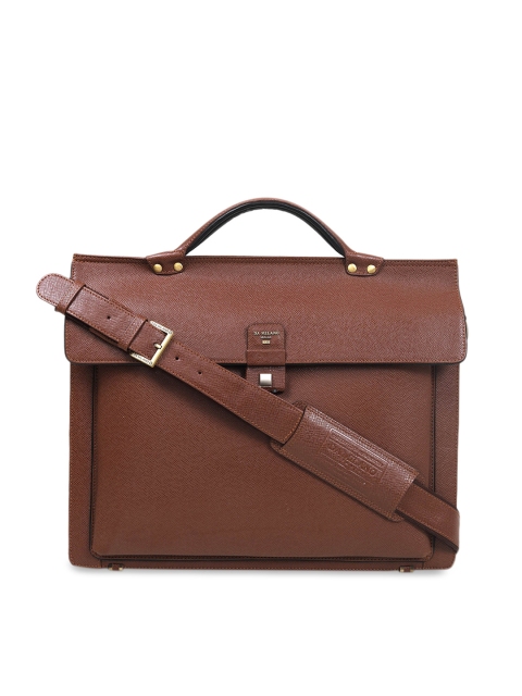 

Da Milano Unisex Brown Solid Genuine Leather Laptop Bag