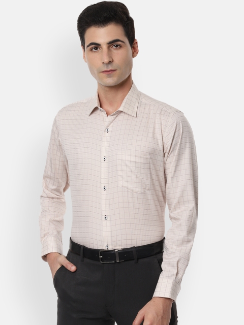 

Van Heusen Men Beige Regular Fit Checked Formal Shirt