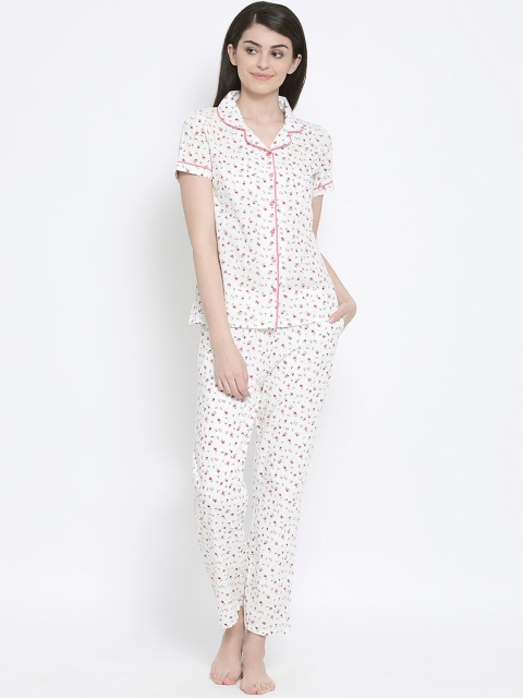 

Kanvin Women White Printed Night suit