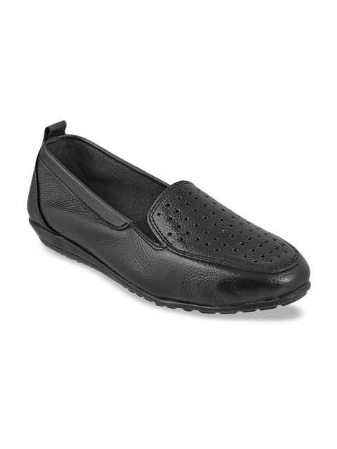 

Metro Women Black Perforated Leather Slip-On Sneakers